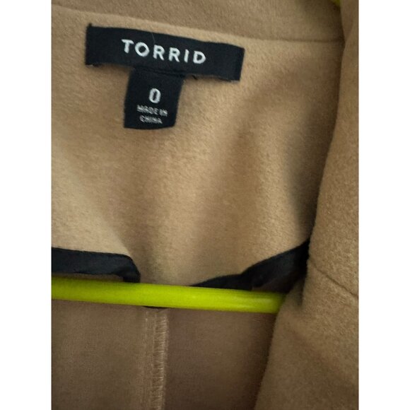 Torrid Size 0 Women's Ponte Coat Camel Color Longline Blazer Style Button-Front - Picture 8 of 8